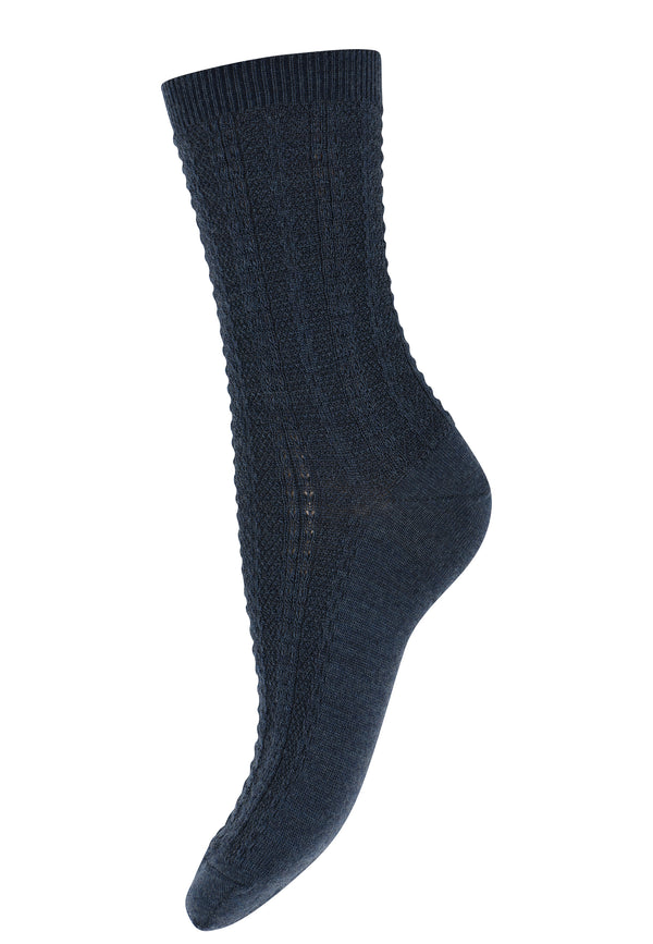 Wool Socks Structured (59531-498) - Navy