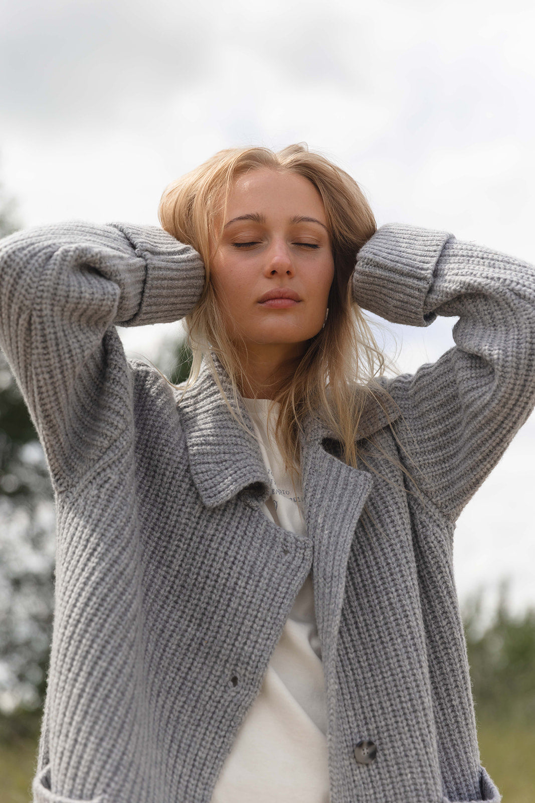 Fransine Long Knit Cardigan - Grey Melange