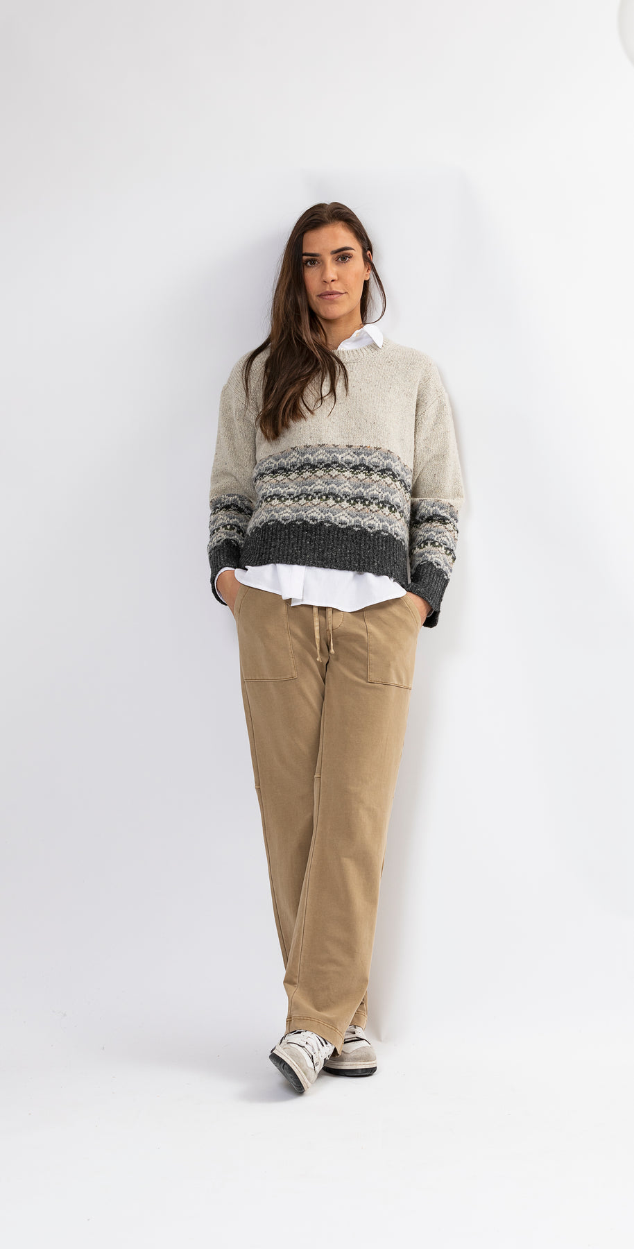 Dover Rough Merino/Alpaca Jaquard Knit - Chalk