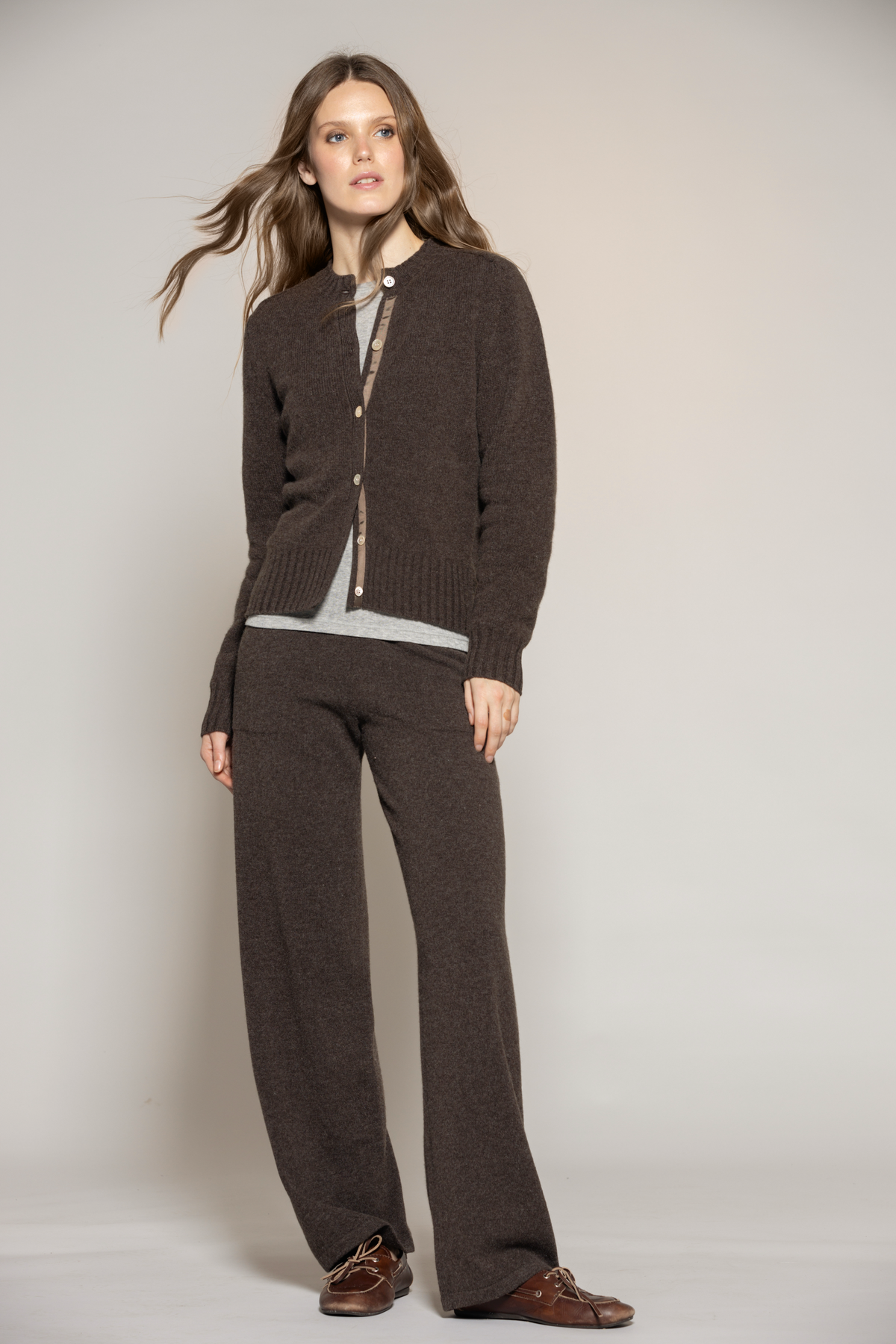 Carina wool Trousers - Chocolate Melange