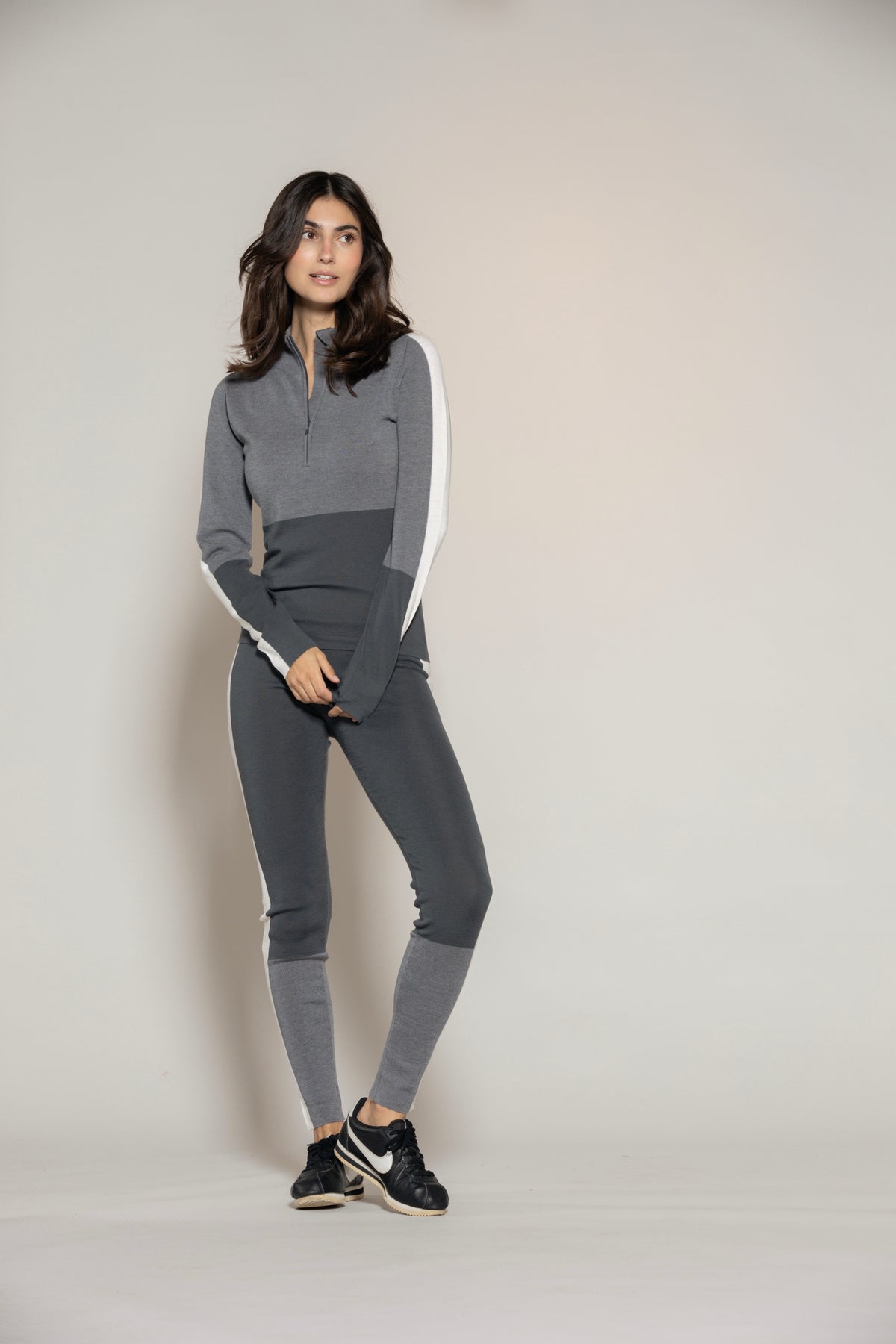 Fleur Merino 1/2 Zip Knit - Iron grey