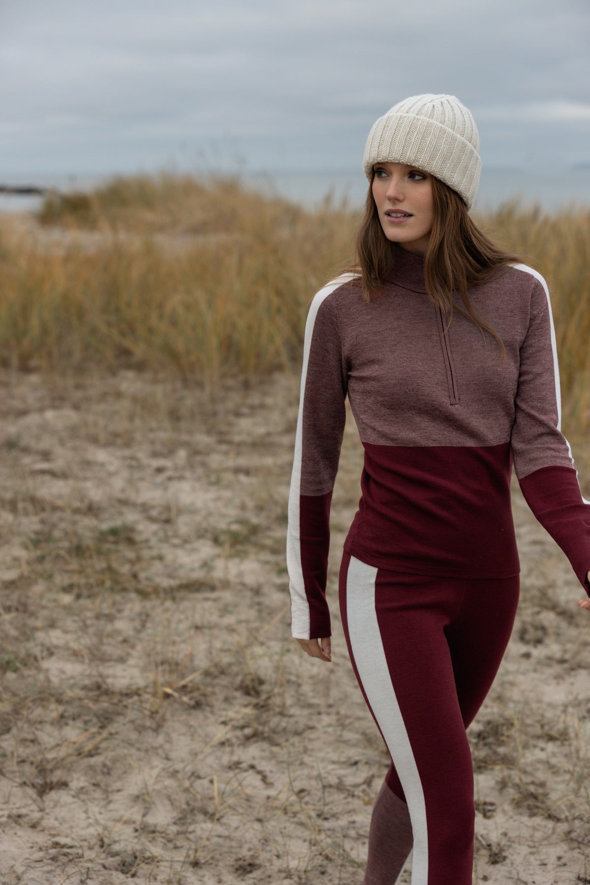 Fleur Merino 1/2 Zip Knit - Dark Cherry