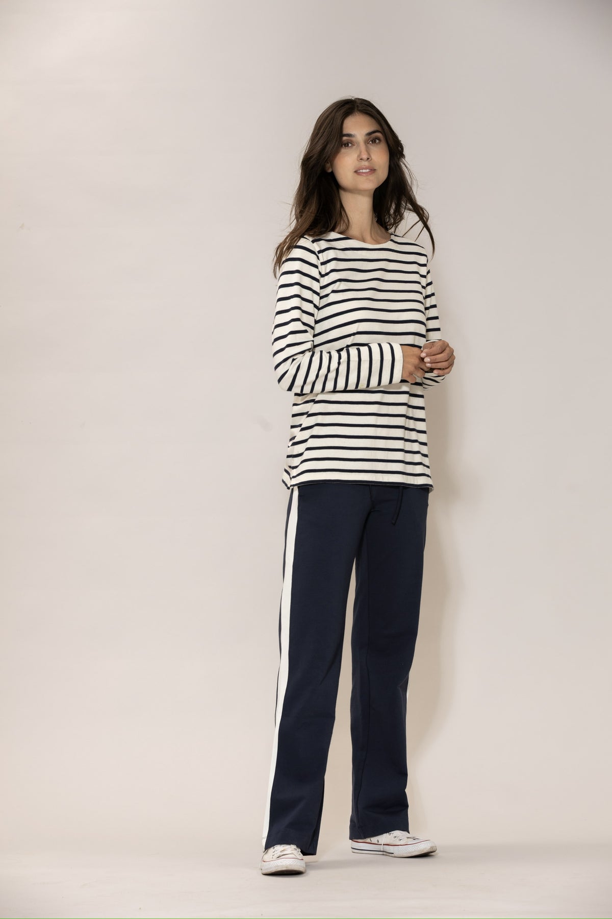 Donna Striped Blouse - Ecru w/New Navy