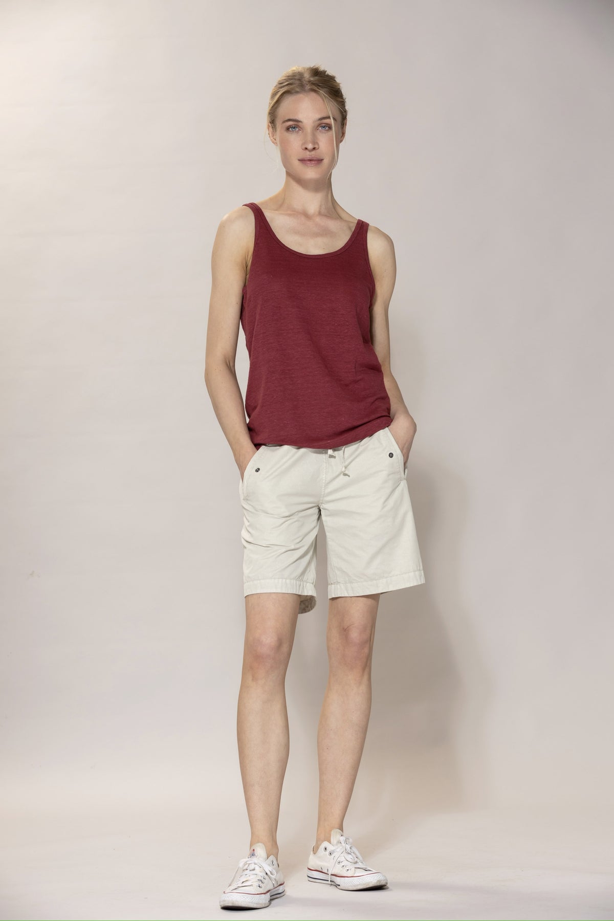 Doris linen Top - Cranberry