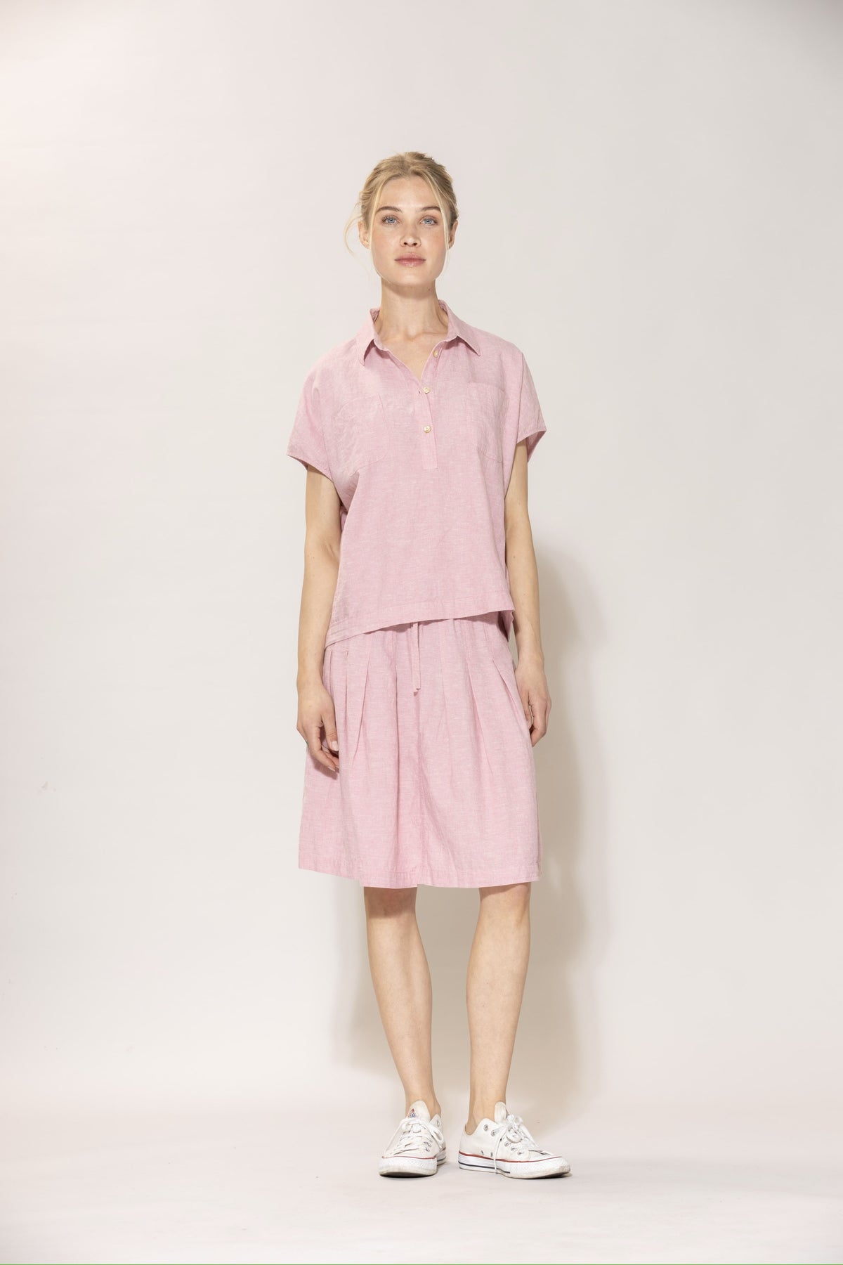 Lisbeth short linen Shirt - Soft Pink Melange