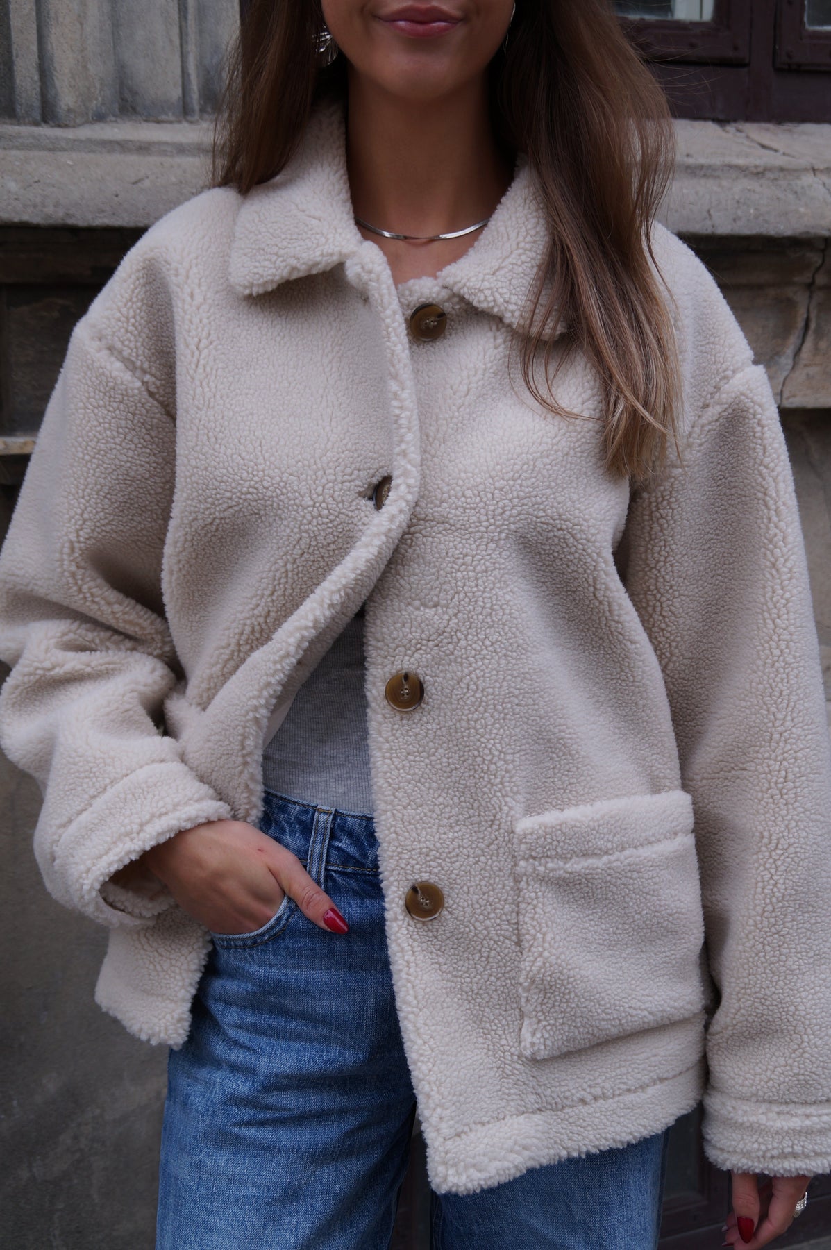 Fanta wool fleece jacket - almond