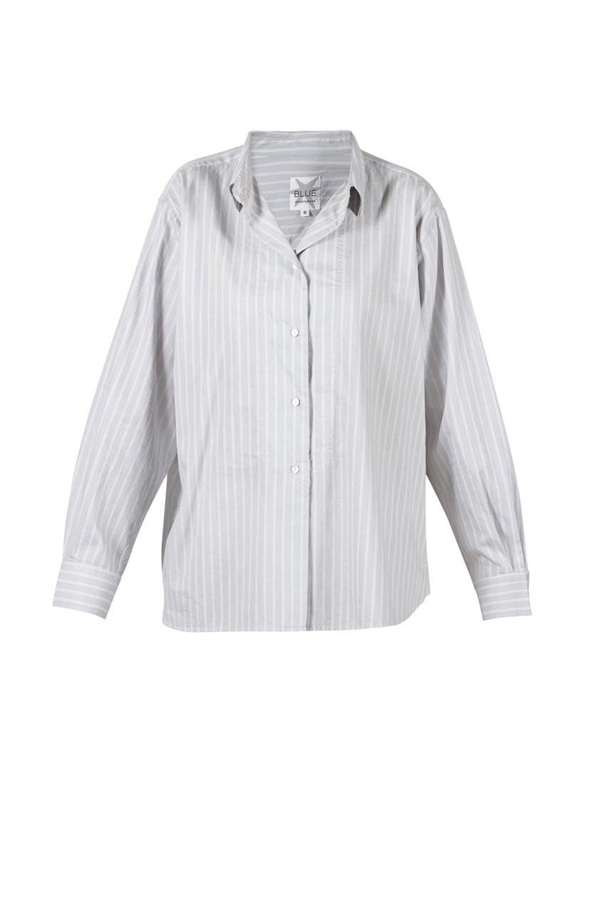 Dagfrid Striped Cotton Shirt - Silver Grey