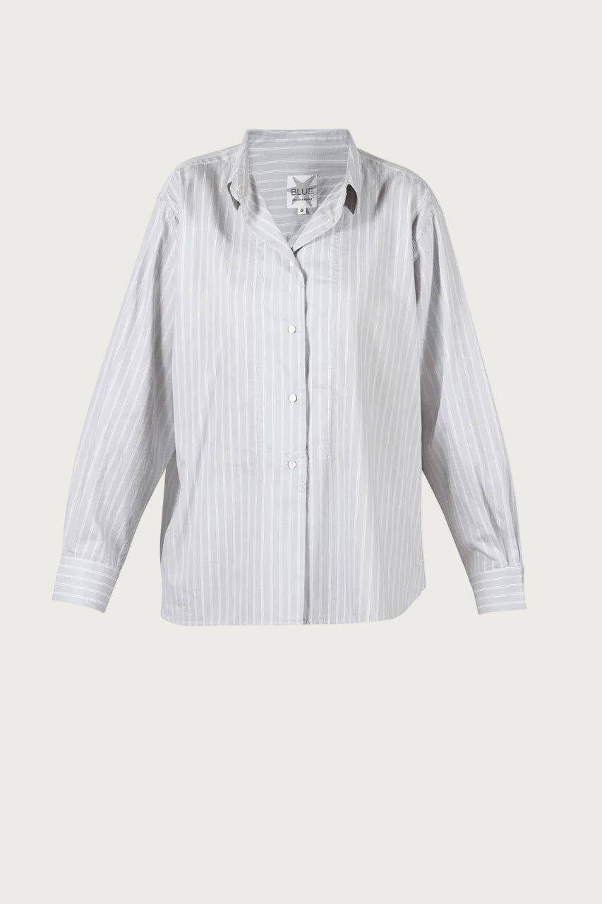 Dagfrid Striped Cotton Shirt - Silver Grey