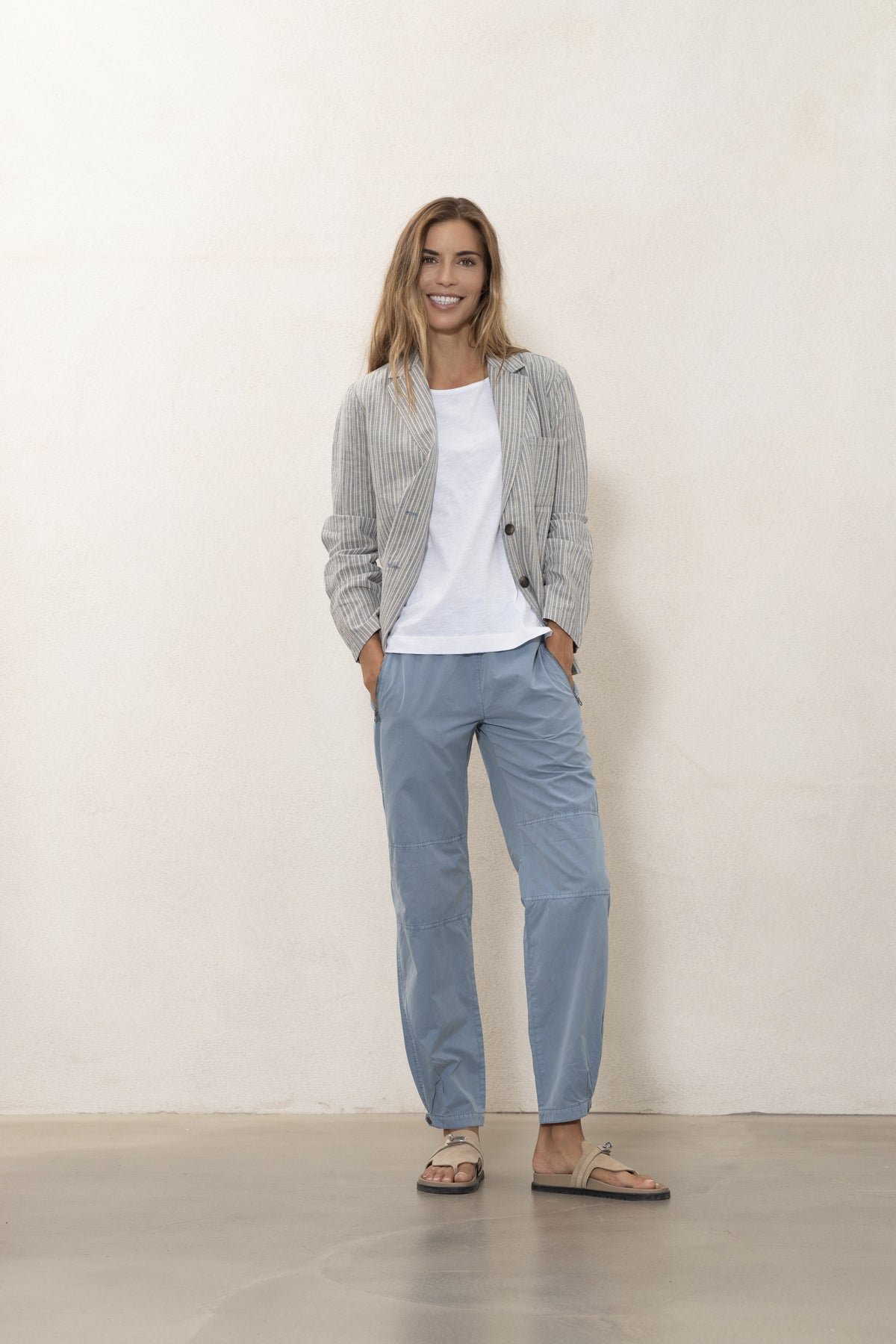 Dasha Striped Blazer - Iron Blue/Chalk