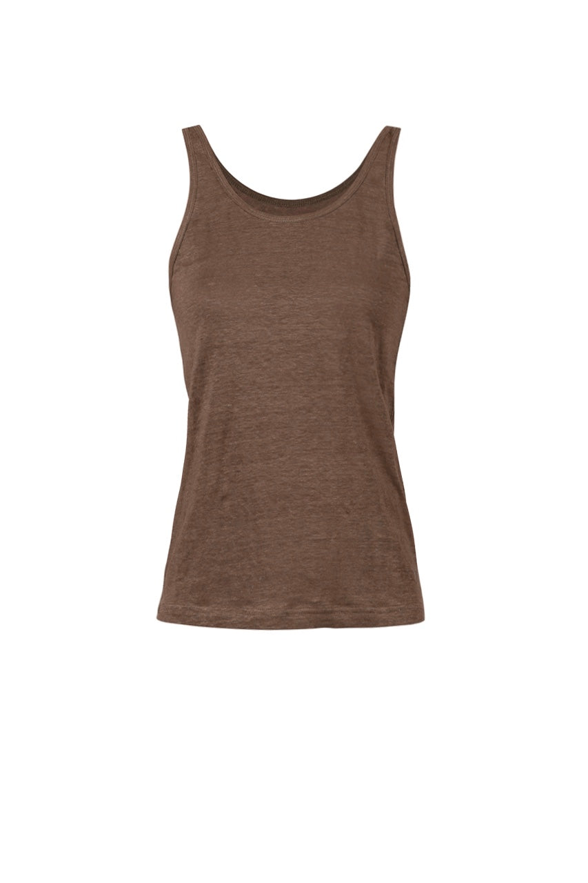 Doris Linen Tank Top - Bark