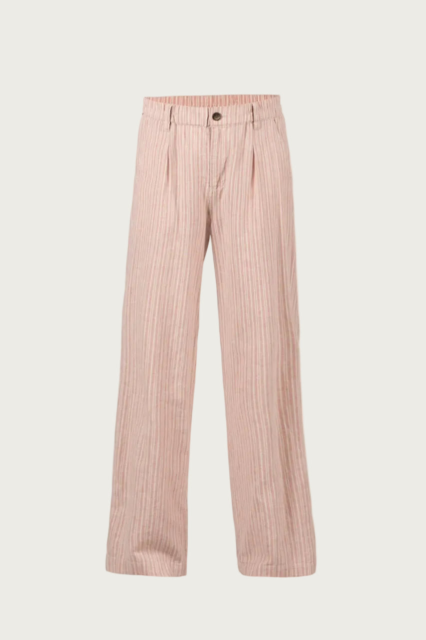 Deleste Striped Trousers - Deep Rose/Chalk