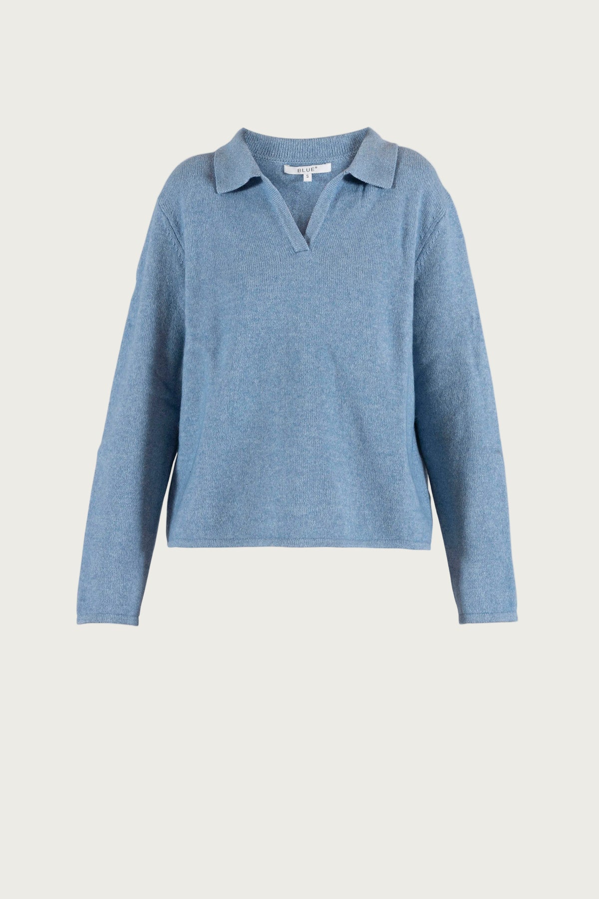 Lara LS Polo Knit - Dark Skyblue Melange