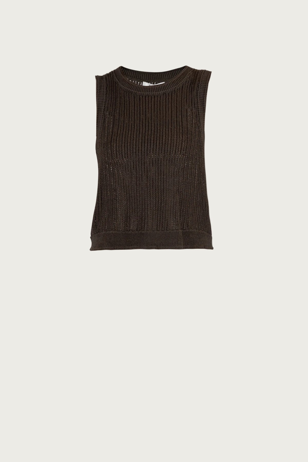 Line Linen Knit Top - Coffee