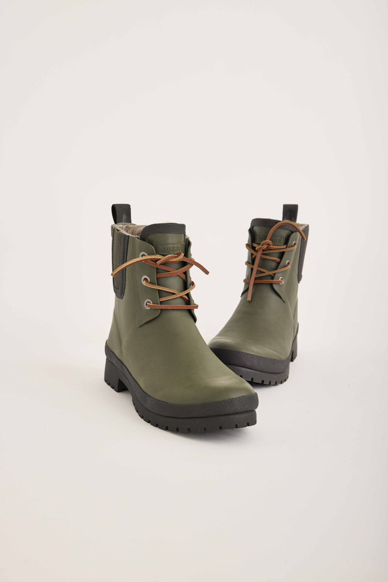 Rubber Boots Army With Wool