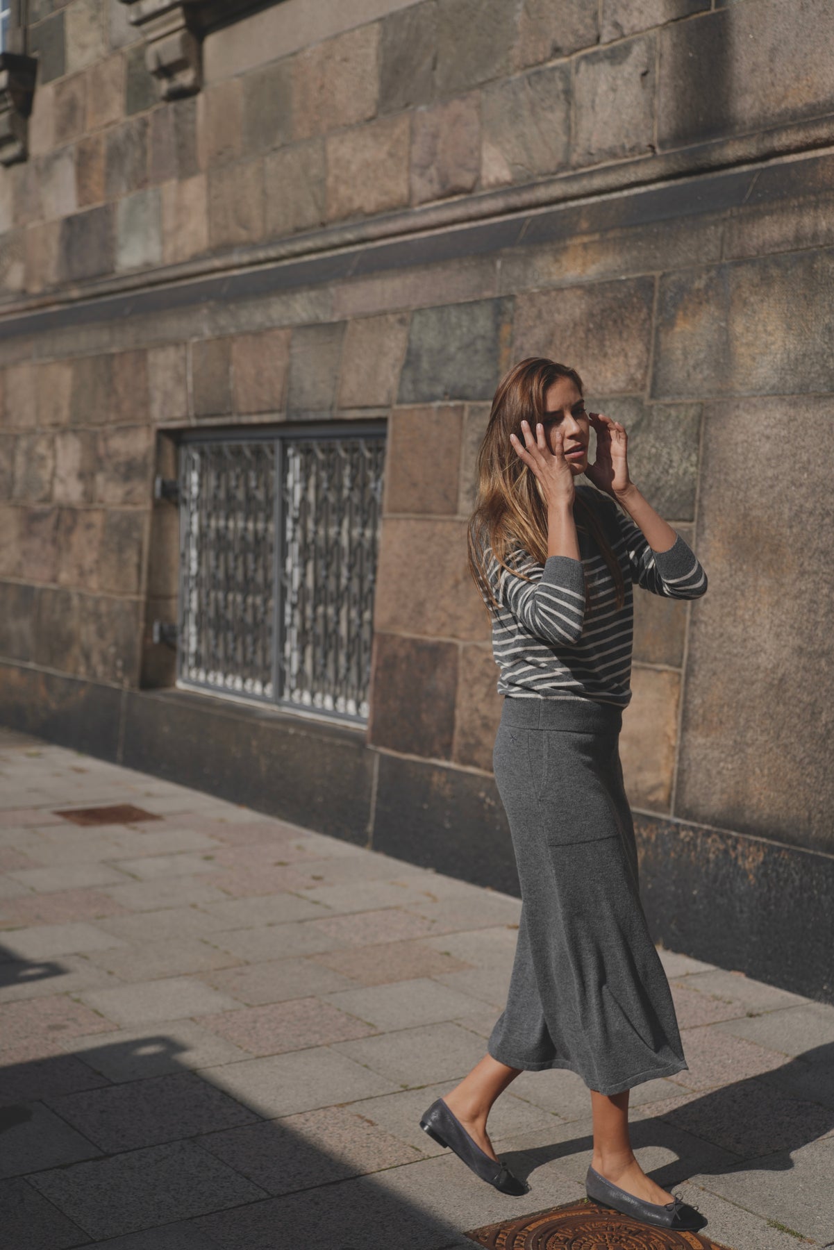 Carmen Wool Knit Skirt - Iron Grey Melange