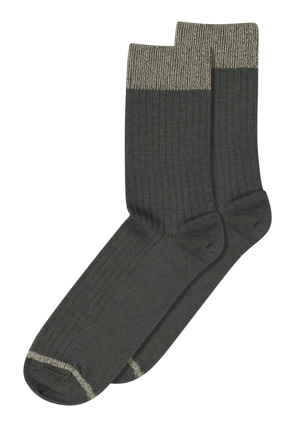 Erina Wool Rib Socks (12-59532-0-27) - Dusty Ivy W. Glitter