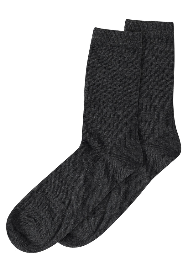 Wool Rib Socks (12-76718-0-484) - Dark Grey Melange