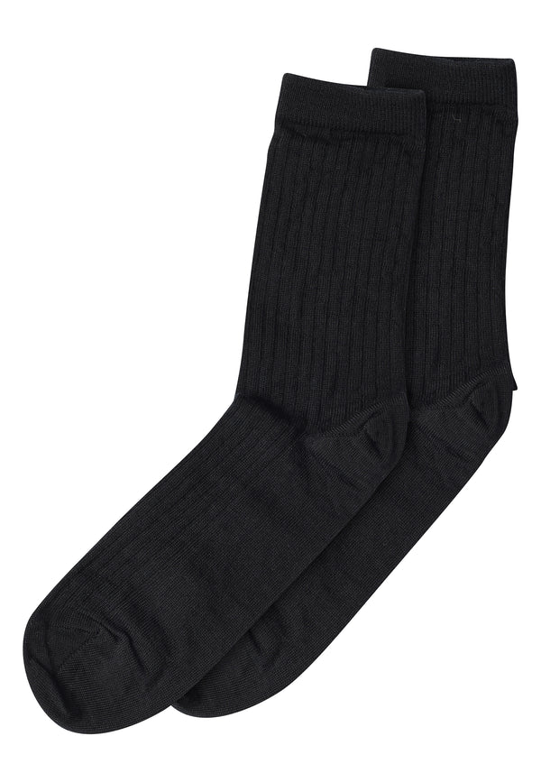 Wool Rib Socks (12-76718-0-8) - Black