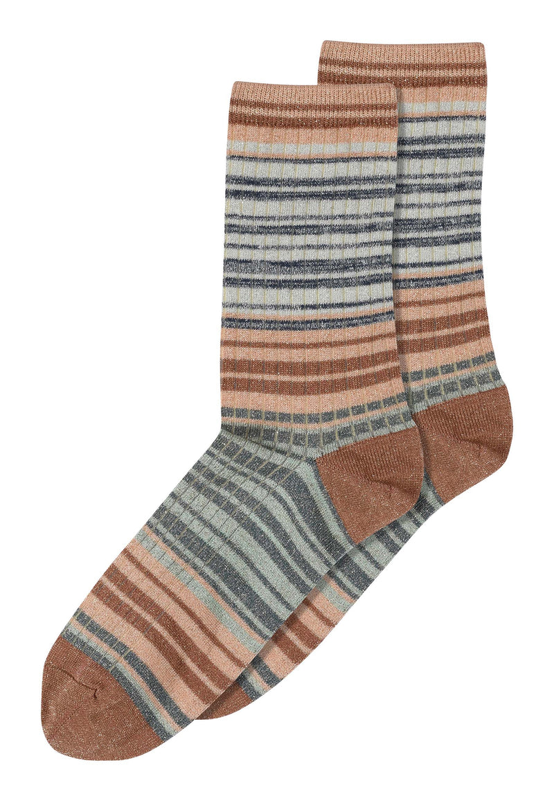 Naja Glitter Socks (12-79698-2315) - Copper Brown