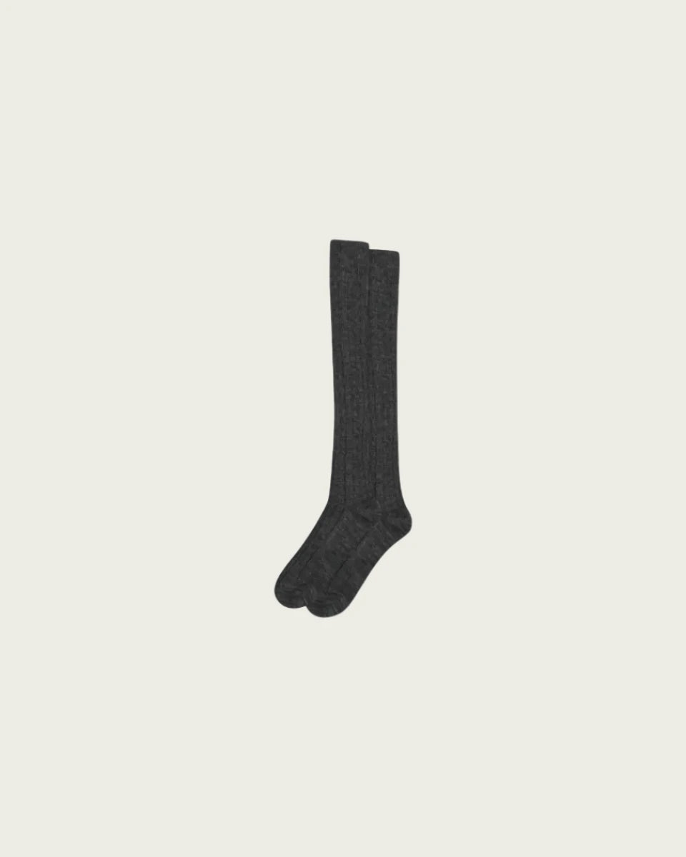 Tove Knee Socks (12-69510-0497) - Dark Grey Melange