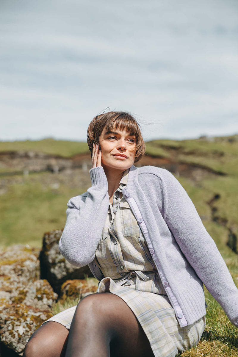 Cara Wool Cardigan - Thistle Melange