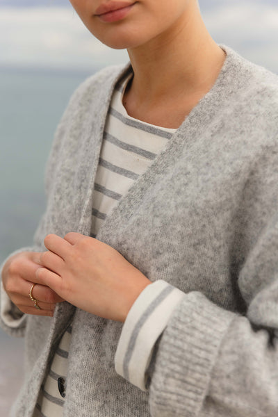 Donna Striped Blouse - Ecru/Grey Melange