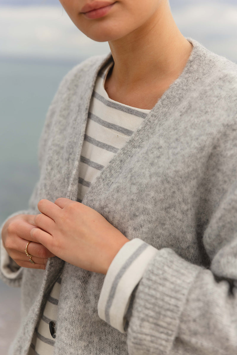 Donna Striped Blouse - Ecru/Grey Melange