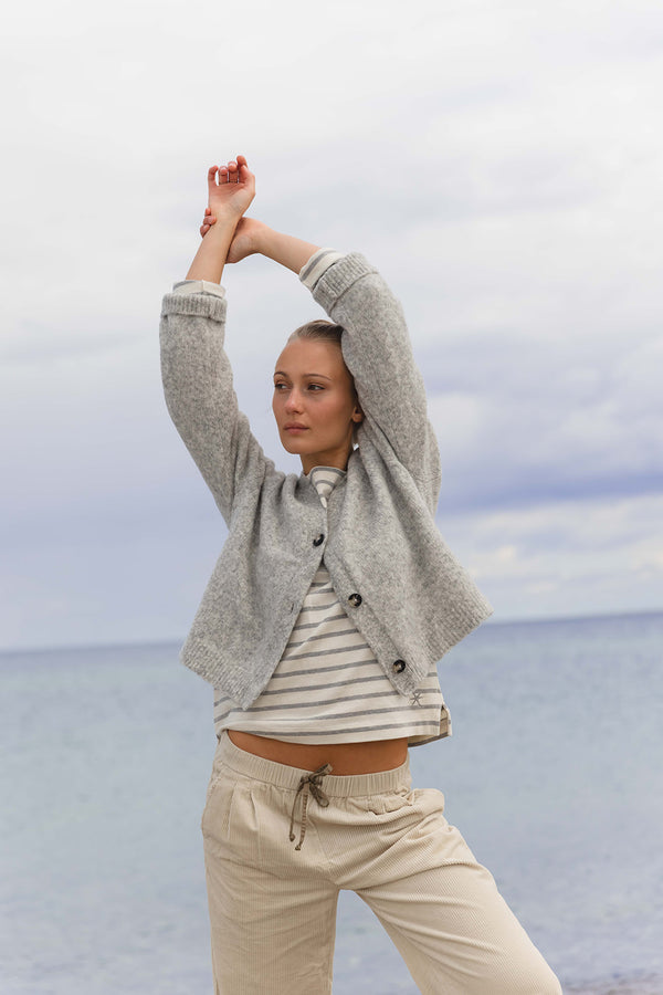 Donna Striped Blouse - Ecru/Grey Melange