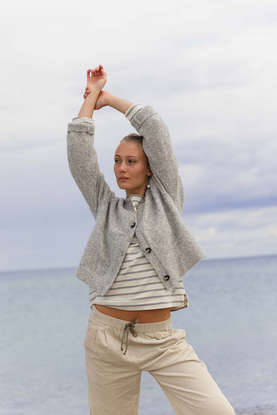 Donna Striped Blouse - Ecru/Grey Melange