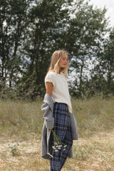 Gretchen Cotton Check Trousers - New Navy