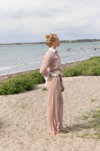 Carina wool Trousers - Old Rose Melange