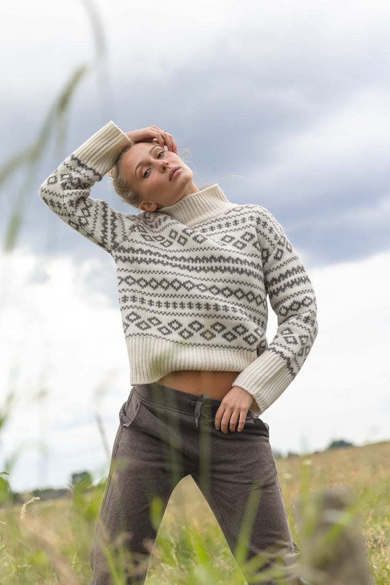 Fe Jaquard Knit - Cream/Light Chocolate