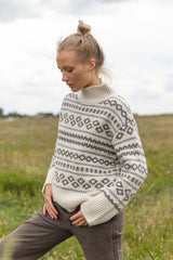 Fe Jaquard Knit - Cream/Light Chocolate