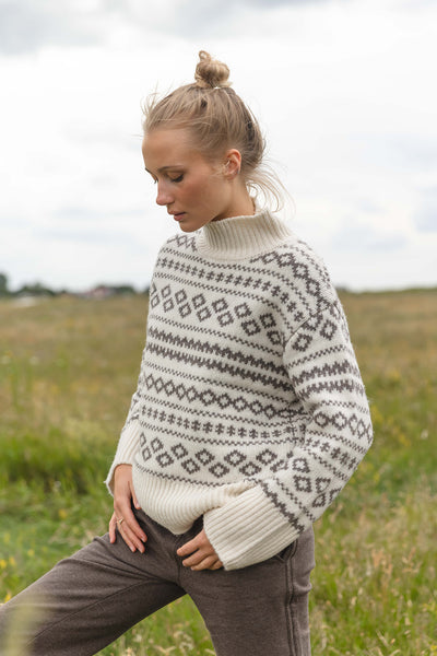 Fe Jaquard Knit - Cream/Light Chocolate