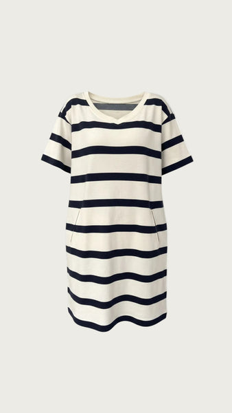 Jessica Dress - Ecru w/New Navy