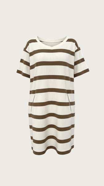 Jessica Dress - Ecru w/Cognac