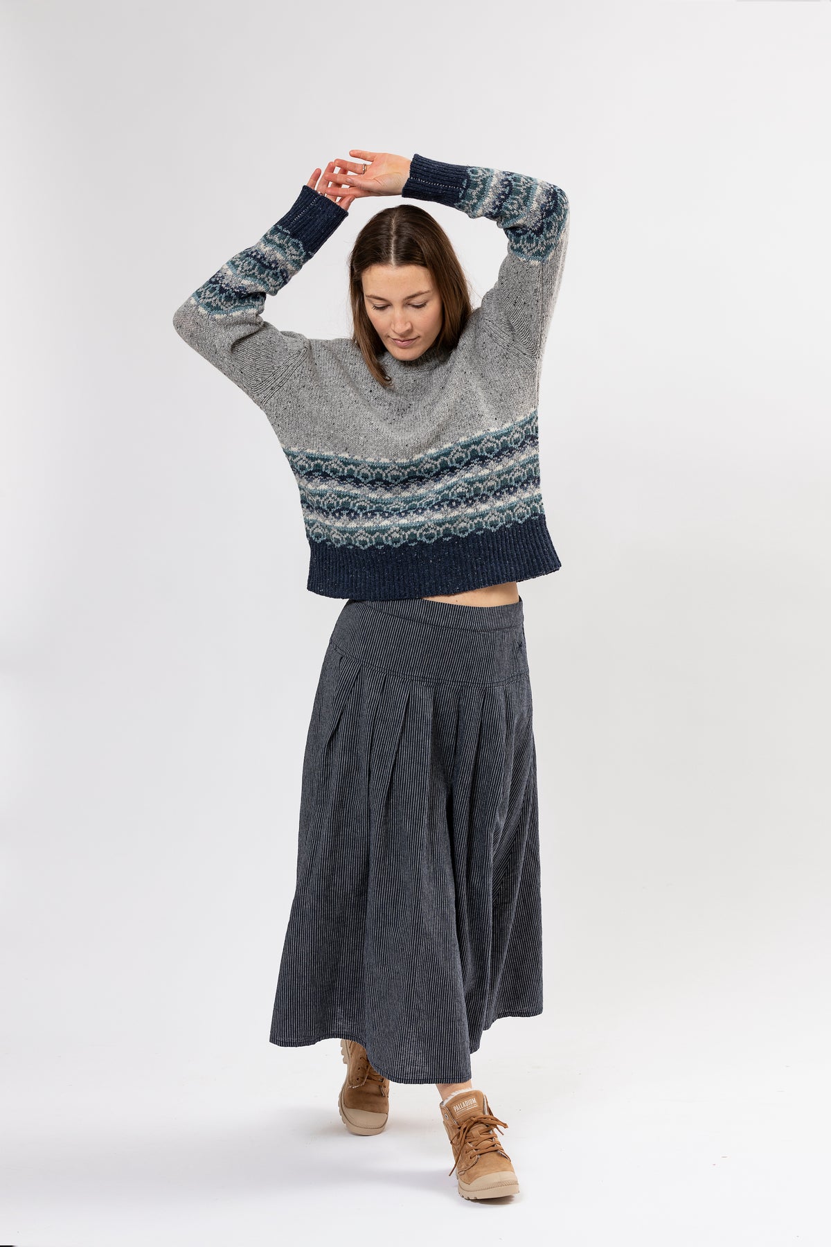 Dover Rough Merino/Alpaca Jaquard Knit - Lightgrey Melange