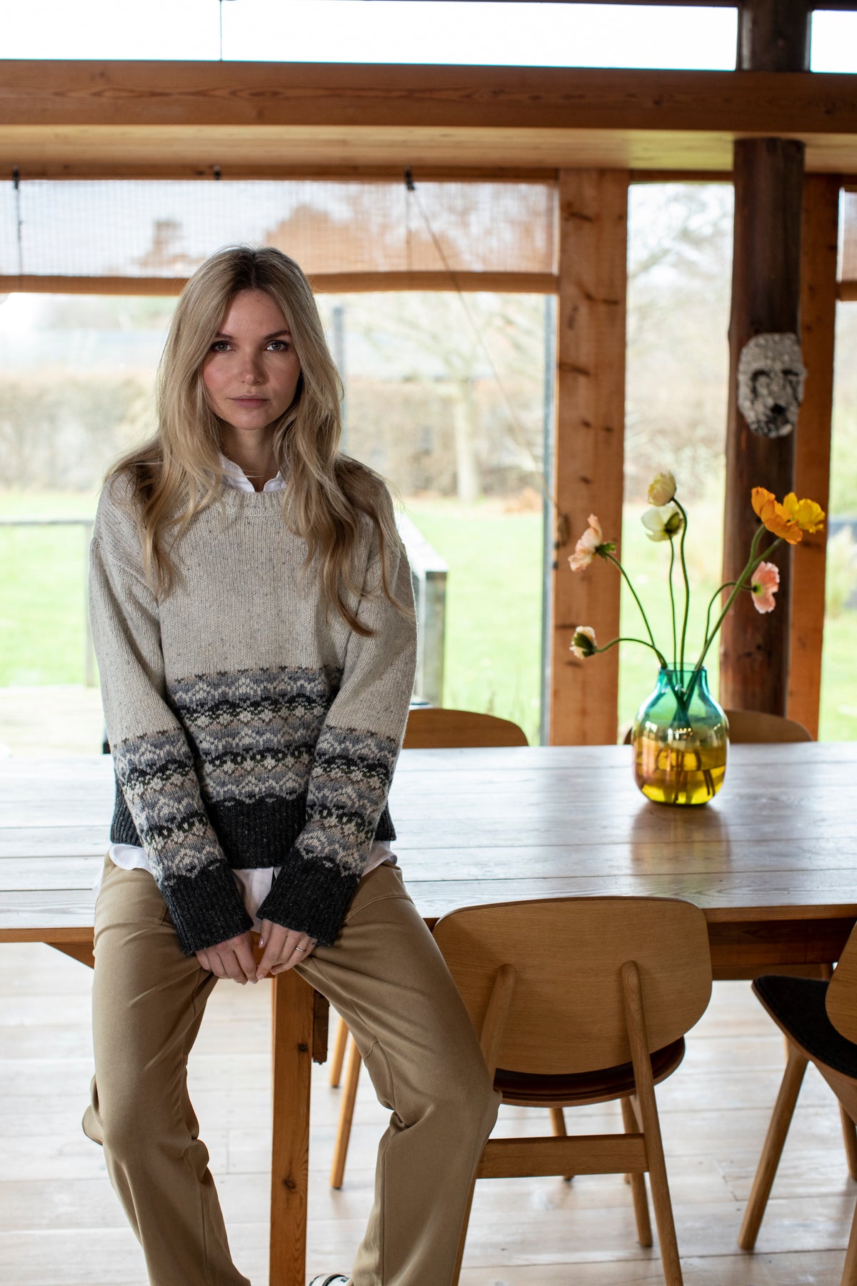 Dover Rough Merino/Alpaca Jaquard Knit - Chalk