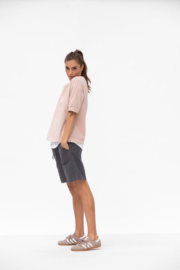 Antonie cotton/linen Long Shorts - Iron Grey