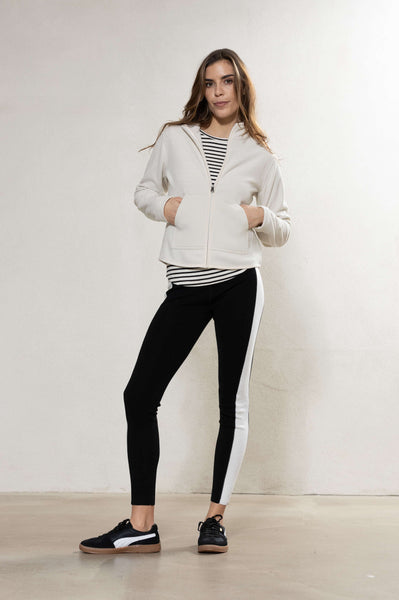 Ditte Striped LS Rib Tee - Black/Ecru