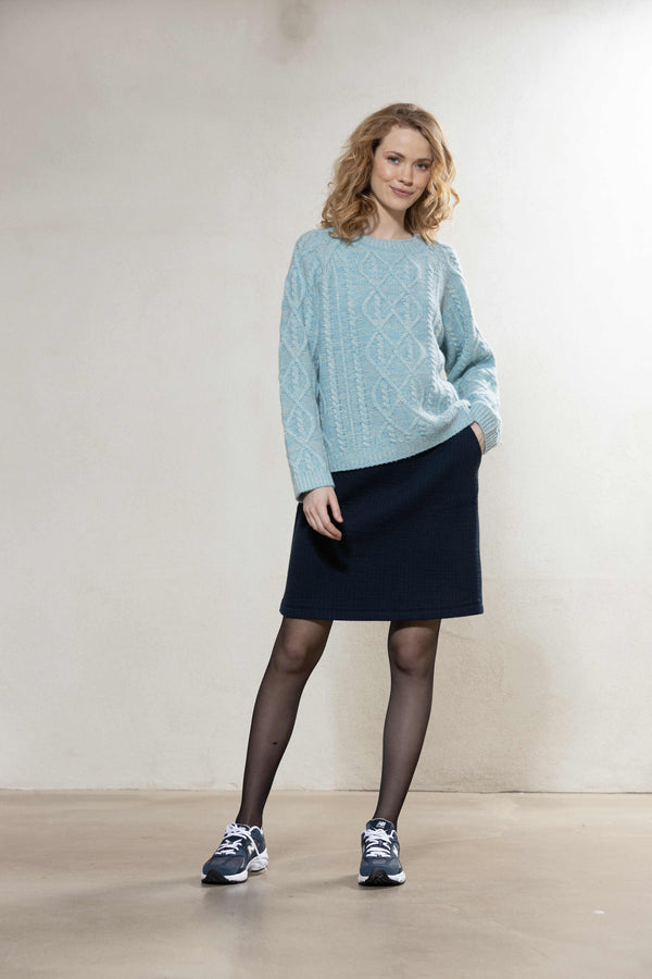 Cortney Cable Knit - Ice Blue Melange