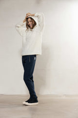 Cat Bouclé Knit Hoodie - Ecru