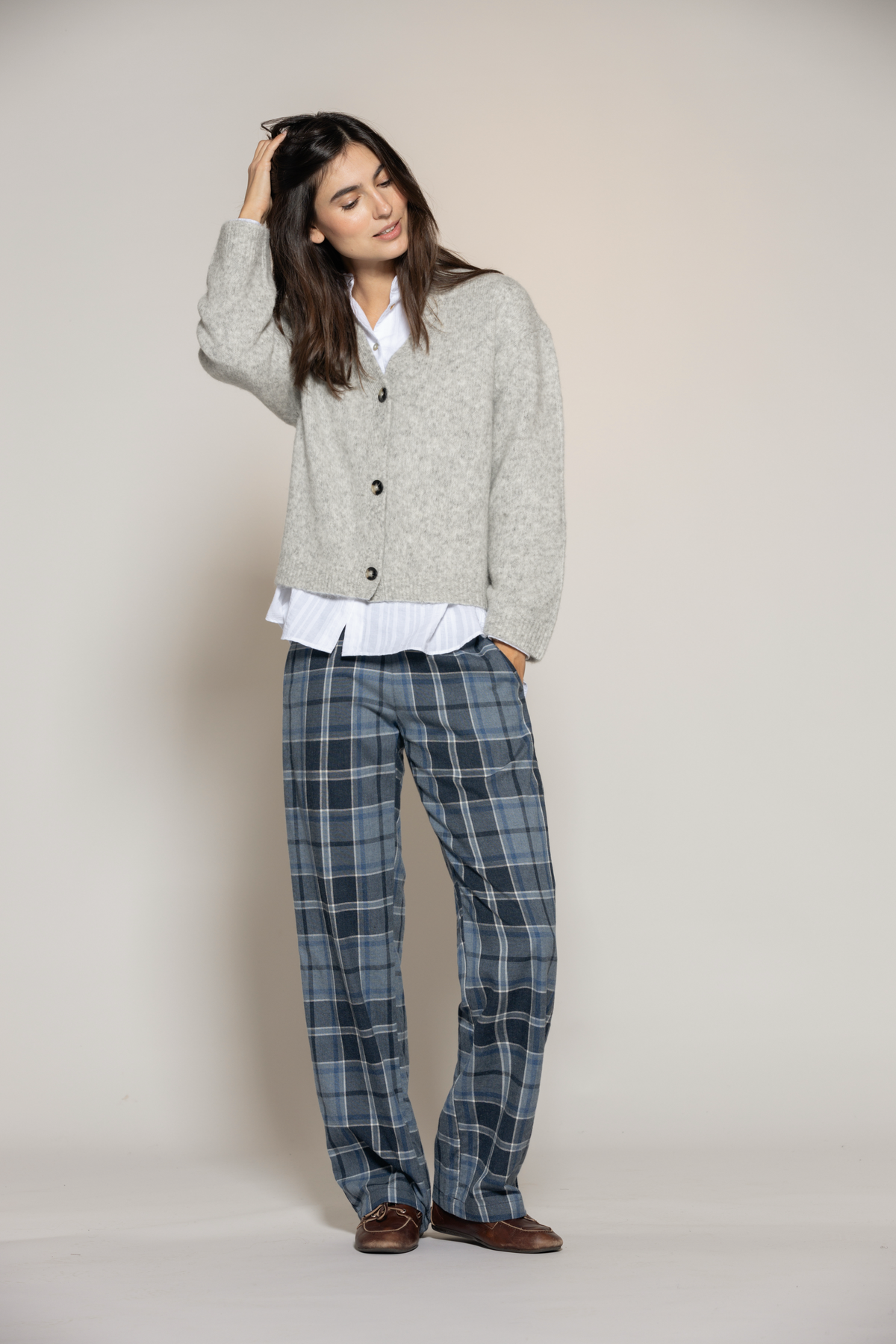 Frankie Knit Cardigan - Light Grey Melange