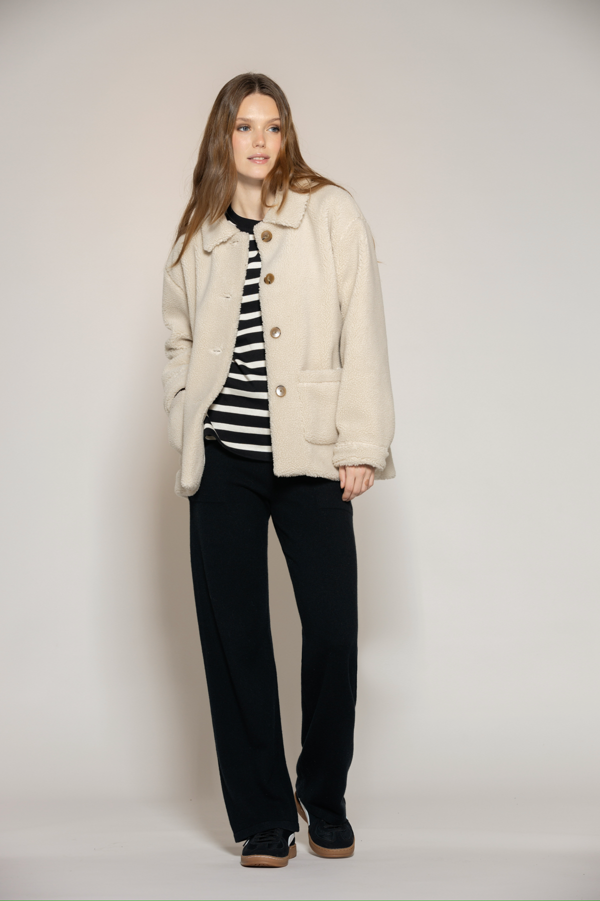 Goldi Big Blouse - Black/Ecru