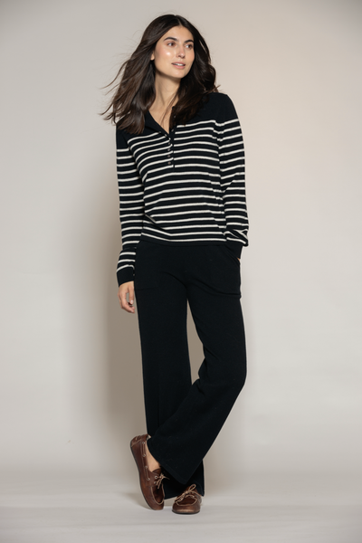 Franceska Wool Polo Knit - Black