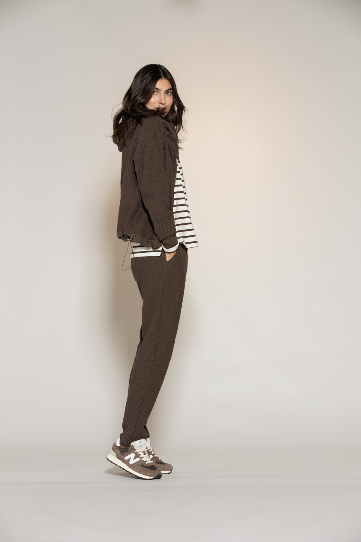 Donna Striped Blouse - Ecru/Chocolate