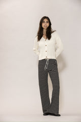 Alette Rib Pants - Black w/Ecru