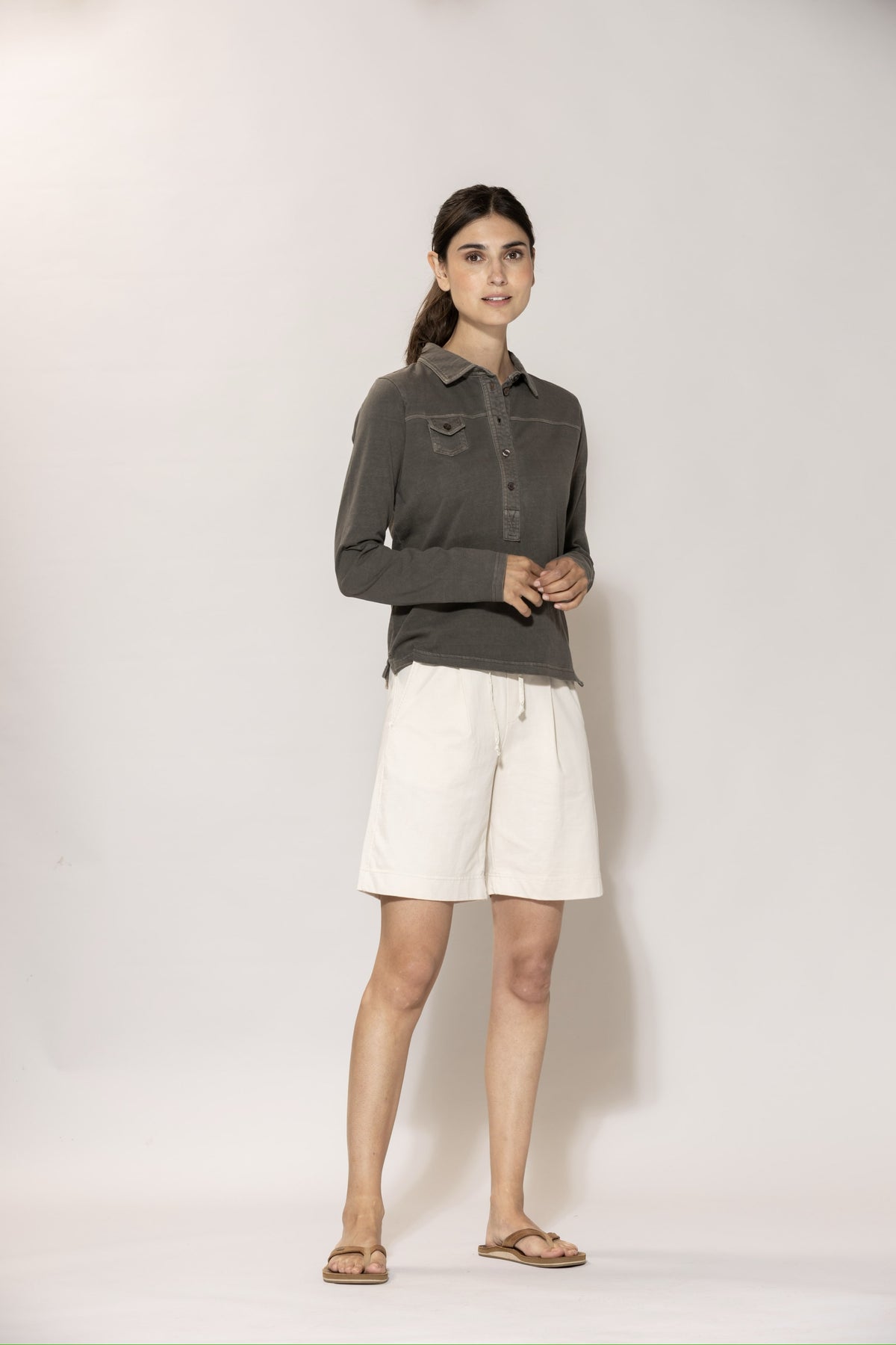 Luci Polo Blouse - Coffee