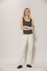 Annamay Striped Top - Black w/Ecru