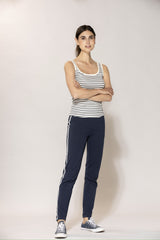 Annamay Striped Top - Ecru w/New Navy